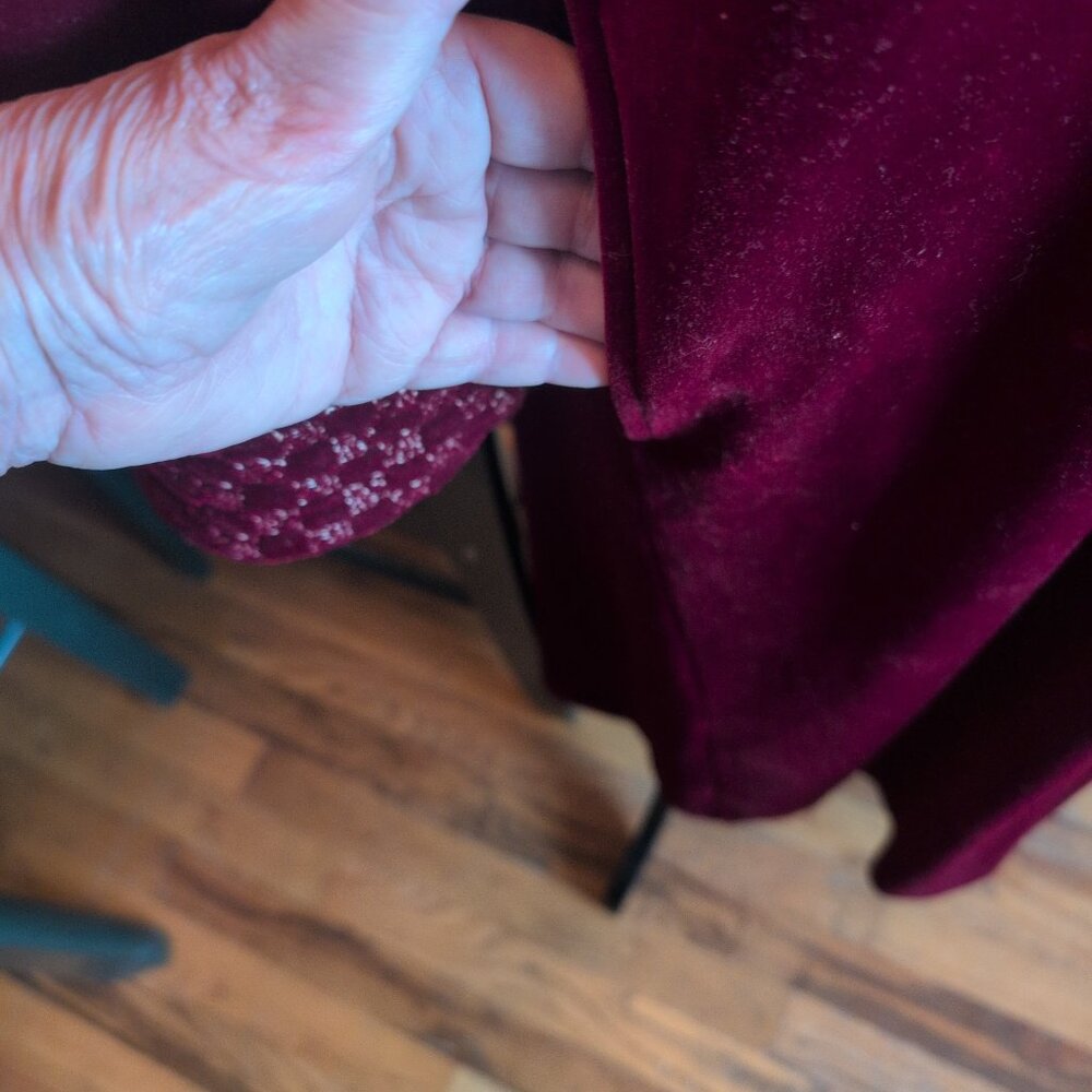 Adonna VTG Robe Lounger Velvet Velour Red & Gold Caftan House Gown Sz S - Picture 5 of 12